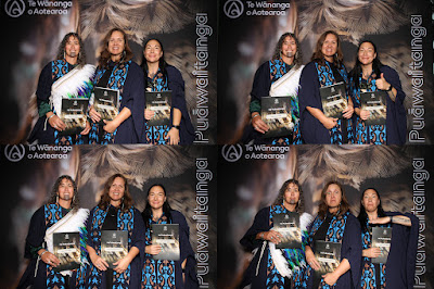 Booth photo from Ceremony 1 of the TWoA Tāmaki Makaurau 2025 Graduations (March 2025) held at the Mangere Arts Centre in Auckland, New Zealand on Wednesday, 12 March, 2025. Photo: InstaBooth by KeyImagery Photography. Copyright: © 2025 Te Wānanga o Aotearoa.