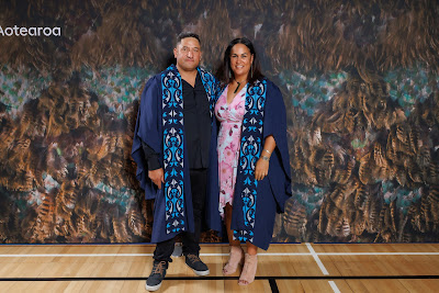 Studio photo from the TWoA Tainui 2023 Graduations (Ceremony 1 - Wednesday Morning), held at Hamilton Boys High School, Hamilton, Waikato, New Zealand on Wednesday, 19 April 2023. Photo: Mike Walen / KeyImagery Photography. Copyright: © Te Wananga o Aotearoa.