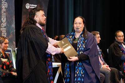 Photo from the TWoA Tāmaki Makaurau 2023 Graduations (Ceremony 6 @ 8pm), held at the Due Drop Events Centre, Manukau, Auckland, New Zealand on Thursday, 8 June, 2023. Photo: Mike Walen / KeyImagery Photography. Copyright: © Te Wānanga o Aotearoa.