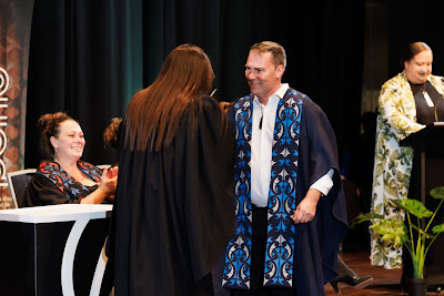 Photo from the TWoA Tāmaki Makaurau 2023 Graduations (Ceremony 5 @ 3pm), held at the Due Drop Events Centre, Manukau, Auckland, New Zealand on Thursday, 8 June, 2023. Photo: Mike Walen / KeyImagery Photography. Copyright: © Te Wānanga o Aotearoa.
