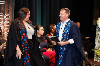 Photo from the TWoA Tāmaki Makaurau 2023 Graduations (Ceremony 5 @ 3pm), held at the Due Drop Events Centre, Manukau, Auckland, New Zealand on Thursday, 8 June, 2023. Photo: Mike Walen / KeyImagery Photography. Copyright: © Te Wānanga o Aotearoa.
