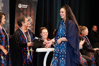 Photo from the TWoA Tāmaki Makaurau 2023 Graduations (Ceremony 5 @ 3pm), held at the Due Drop Events Centre, Manukau, Auckland, New Zealand on Thursday, 8 June, 2023. Photo: Mike Walen / KeyImagery Photography. Copyright: © Te Wānanga o Aotearoa.