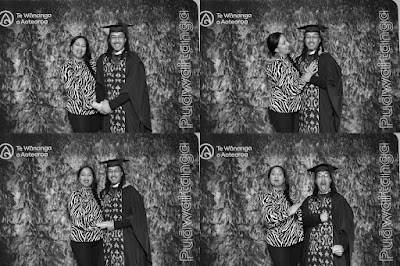 Booth photo from the TWoA Waiariki 2023 Graduations (Waiwhero), held at Te Puia, Rotorua, Bay of Plenty, New Zealand on Friday, 12 May, 2023. Photo: Instabooth by KeyImagery. Copyright: © Te Wānanga o Aotearoa.