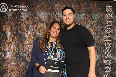 Booth photo from the TWoA Waiariki 2023 Graduations (Whakatāne), held at the Baptist Church, Whakatāne, Bay of Plenty, New Zealand on Wednesday, 17 May, 2023. Photo: Mike Walen / KeyImagery Photography. Copyright: © Te Wānanga o Aotearoa.