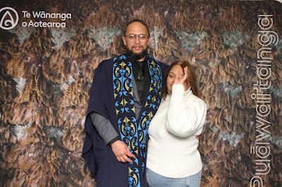 Booth photo from the TWoA Waiariki 2023 Graduations (Whakatāne), held at the Baptist Church, Whakatāne, Bay of Plenty, New Zealand on Wednesday, 17 May, 2023. Photo: Mike Walen / KeyImagery Photography. Copyright: © Te Wānanga o Aotearoa.