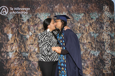 Booth photo from the TWoA Waiariki 2023 Graduations (Waiwhero), held at Te Puia, Rotorua, Bay of Plenty, New Zealand on Friday, 12 May, 2023. Photo: Instabooth by KeyImagery. Copyright: © Te Wānanga o Aotearoa.