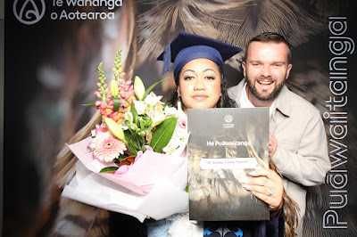 Booth photo from the TWoA Tainui 2025 Graduations (Ceremony 3 @ 10am) held at Claudelands Event Centre in Hamilton, Waikato, New Zealand on Wednesday, 30 April, 2025. Photography by InstaBooth / KeyImagery Photography. Copyright: © 2025 Te Wānanga o Aotearoa.