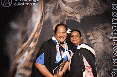 Booth photo from Ceremony 3 of the TWoA Tāmaki Makaurau 2025 Graduations (March 2025) held at the Mangere Arts Centre in Auckland, New Zealand on Wednesday, 12 March, 2025. Photo: InstaBooth by KeyImagery Photography. Copyright: © 2025 Te Wānanga o Aotearoa.