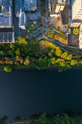 Aerial drone view, from Victoria on the River, over Hamilton City in the Waikato region of New Zealand. Taken: Sunday, 7 January, 2023. Photography: Mike Walen / KeyImagery Photography. Copyright: © KeyImagery Photography.