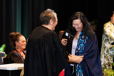 Photo from the TWoA Tāmaki Makaurau 2023 Graduations (Ceremony 5 @ 3pm), held at the Due Drop Events Centre, Manukau, Auckland, New Zealand on Thursday, 8 June, 2023. Photo: Mike Walen / KeyImagery Photography. Copyright: © Te Wānanga o Aotearoa.