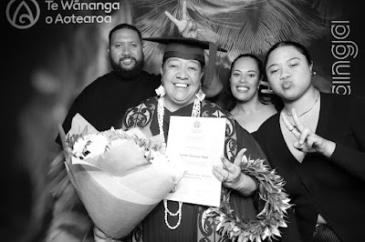 Booth photo from Ceremony 2 of the TWoA Tāmaki Makaurau 2025 Graduations (March 2025) held at the Mangere Arts Centre in Auckland, New Zealand on Wednesday, 12 March, 2025. Photo: InstaBooth by KeyImagery Photography. Copyright: © 2025 Te Wānanga o Aotearoa.