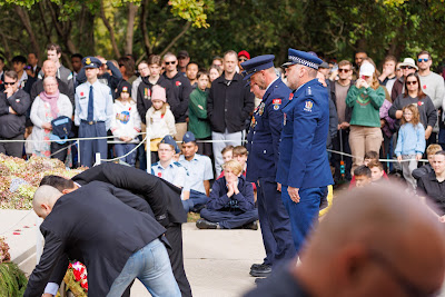 Photo from the Anzac Day 2023 Civic Parade & Service held at Memorial Park, Hamilton, Waikato, New Zealand. Taken: Tuesday, 25 April, 2023. Photography: Mike Walen / KeyImagery Photography. Copyright: © Hamilton City Council.