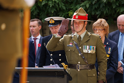 Photo from the Anzac Day 2023 Civic Parade & Service held at Memorial Park, Hamilton, Waikato, New Zealand. Taken: Tuesday, 25 April, 2023. Photography: Mike Walen / KeyImagery Photography. Copyright: © Hamilton City Council.