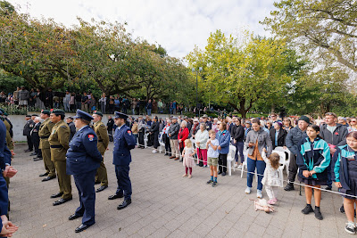 Photo from the Anzac Day 2023 Civic Parade & Service held at Memorial Park, Hamilton, Waikato, New Zealand. Taken: Tuesday, 25 April, 2023. Photography: Mike Walen / KeyImagery Photography. Copyright: © Hamilton City Council.