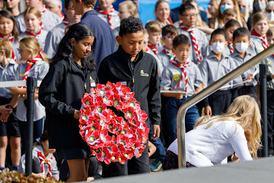 Photo from the Anzac Day 2022 Civic Service held at Memorial Park, Hamilton, Waikato, New Zealand. Taken: Monday, 25 April 2022. Photography: Mike Walen / KeyImagery Photography. Copyright: © Hamilton City Council.