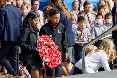 Photo from the Anzac Day 2022 Civic Service held at Memorial Park, Hamilton, Waikato, New Zealand. Taken: Monday, 25 April 2022. Photography: Mike Walen / KeyImagery Photography. Copyright: © Hamilton City Council.