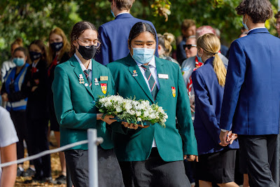Photo from the Anzac Day 2022 Civic Service held at Memorial Park, Hamilton, Waikato, New Zealand. Taken: Monday, 25 April 2022. Photography: Mike Walen / KeyImagery Photography. Copyright: © Hamilton City Council.