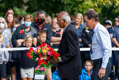 Photo from the Anzac Day 2022 Civic Service held at Memorial Park, Hamilton, Waikato, New Zealand. Taken: Monday, 25 April 2022. Photography: Mike Walen / KeyImagery Photography. Copyright: © Hamilton City Council.