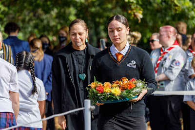 Photo from the Anzac Day 2022 Civic Service held at Memorial Park, Hamilton, Waikato, New Zealand. Taken: Monday, 25 April 2022. Photography: Mike Walen / KeyImagery Photography. Copyright: © Hamilton City Council.
