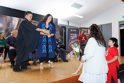 Photo from the TWoA Te Tai Tokerau (Kaitaia) 2025 Graduation held at Te Kura Kaupapa Maori o Pukemiro in Kaitaia, Northland, New Zealand on Monday, 14 April, 2025. Photo by Mike Walen / KeyImagery Photography. Copyright: © 2025 Te Wānanga o Aotearoa.