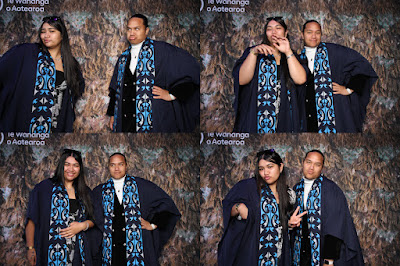 Booth photo from the TWoA Whirikoka 2023 Graduation (Gisborne), held at the War Memorial Theatre, Gisborne, East Coast, New Zealand on Wednesday 5 April, 2023. Photo: InstaBooth by KeyImagery Photography. Copyright: © Te Wānanga o Aotearoa.