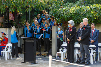 Photo from the Anzac Day 2022 Civic Service held at Memorial Park, Hamilton, Waikato, New Zealand. Taken: Monday, 25 April 2022. Photography: Mike Walen / KeyImagery Photography. Copyright: © Hamilton City Council.