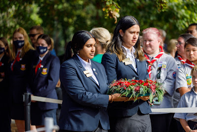 Photo from the Anzac Day 2022 Civic Service held at Memorial Park, Hamilton, Waikato, New Zealand. Taken: Monday, 25 April 2022. Photography: Mike Walen / KeyImagery Photography. Copyright: © Hamilton City Council.