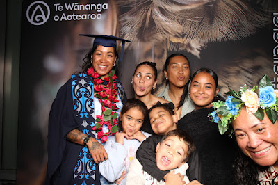 Booth photo from Ceremony 2 of the TWoA Tāmaki Makaurau 2025 Graduations (March 2025) held at the Mangere Arts Centre in Auckland, New Zealand on Wednesday, 12 March, 2025. Photo: InstaBooth by KeyImagery Photography. Copyright: © 2025 Te Wānanga o Aotearoa.