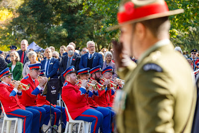 Photo from the Anzac Day 2022 Civic Service held at Memorial Park, Hamilton, Waikato, New Zealand. Taken: Monday, 25 April 2022. Photography: Mike Walen / KeyImagery Photography. Copyright: © Hamilton City Council.