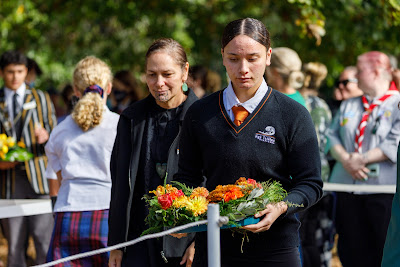 Photo from the Anzac Day 2022 Civic Service held at Memorial Park, Hamilton, Waikato, New Zealand. Taken: Monday, 25 April 2022. Photography: Mike Walen / KeyImagery Photography. Copyright: © Hamilton City Council.