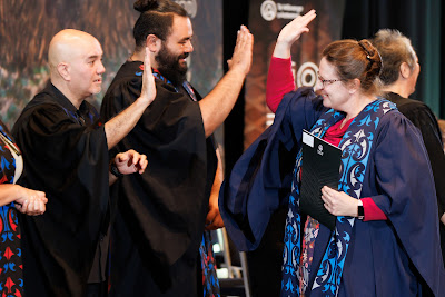Photo from the TWoA Tāmaki Makaurau 2023 Graduations (Ceremony 5 @ 3pm), held at the Due Drop Events Centre, Manukau, Auckland, New Zealand on Thursday, 8 June, 2023. Photo: Mike Walen / KeyImagery Photography. Copyright: © Te Wānanga o Aotearoa.