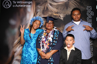 Booth photo from Ceremony 2 of the TWoA Tāmaki Makaurau 2025 Graduations (March 2025) held at the Mangere Arts Centre in Auckland, New Zealand on Wednesday, 12 March, 2025. Photo: InstaBooth by KeyImagery Photography. Copyright: © 2025 Te Wānanga o Aotearoa.