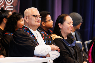 Photo from the TWoA Tāmaki Makaurau 2023 Graduations (Ceremony 3 @ 8pm), held at the Due Drop Events Centre, Manukau, Auckland, New Zealand on Wednesday, 7 June, 2023. Photo: Mike Walen / KeyImagery Photography. Copyright: © Te Wānanga o Aotearoa.