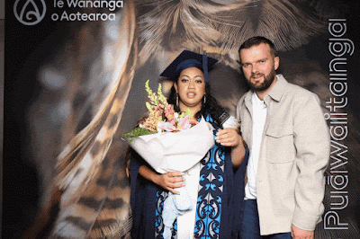 Booth photo from the TWoA Tainui 2025 Graduations (Ceremony 3 @ 10am) held at Claudelands Event Centre in Hamilton, Waikato, New Zealand on Wednesday, 30 April, 2025. Photography by InstaBooth / KeyImagery Photography. Copyright: © 2025 Te Wānanga o Aotearoa.
