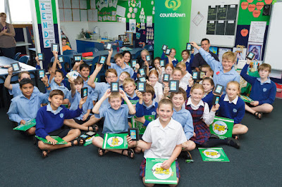 Countdown launches their Super Animals 2 collectible campaign. Students in Mrs Gordon's class at St Peter’s Catholic Primary School, Cambridge, New Zealand, each receive a bespoke set of 'Super Country' cards after being inspired by the original Countdown Super Animals campaign in February. Monday 20 April 2015.  Copyright Photo: Mike Walen / www.photosport.co.nz