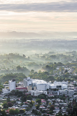 An aspect of Hamilton City, New Zealand, photographed from a hot air balloon on Saturday 28 March 2015. Photo: Mike Walen / KeyImagery Photography