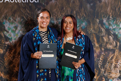 Studio photo from the TWoA Tainui 2023 Graduations (Ceremony 1 - Wednesday Morning), held at Hamilton Boys High School, Hamilton, Waikato, New Zealand on Wednesday, 19 April 2023. Photo: Mike Walen / KeyImagery Photography. Copyright: © Te Wananga o Aotearoa.