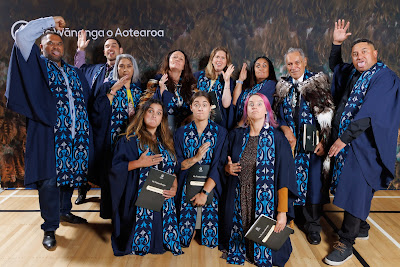 Studio photo from the TWoA Tainui 2023 Graduations (Ceremony 1 - Wednesday Morning), held at Hamilton Boys High School, Hamilton, Waikato, New Zealand on Wednesday, 19 April 2023. Photo: Mike Walen / KeyImagery Photography. Copyright: © Te Wananga o Aotearoa.