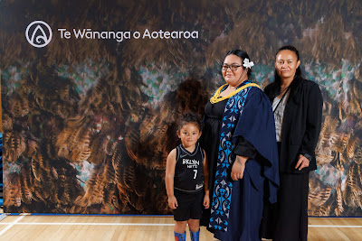 Studio photo from the TWoA Tainui 2023 Graduations (Ceremony 2 - Wednesday Afternoon), held at Hamilton Boys High School, Hamilton, Waikato, New Zealand on Wednesday, 19 April 2023. Photo: Mike Walen / KeyImagery Photography. Copyright: © Te Wananga o Aotearoa.