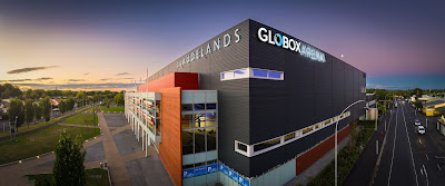 Photo of the Globox Arena Signage Installation at Claudelands Event Centre in Hamilton, Waikato, New Zealand. Taken: 14 February 2022. Photography: Mike Walen / KeyImagery Photography. Copyright: © H3 Group.