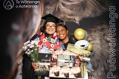 Booth photo from Ceremony 3 of the TWoA Tāmaki Makaurau 2025 Graduations (March 2025) held at the Mangere Arts Centre in Auckland, New Zealand on Wednesday, 12 March, 2025. Photo: InstaBooth by KeyImagery Photography. Copyright: © 2025 Te Wānanga o Aotearoa.