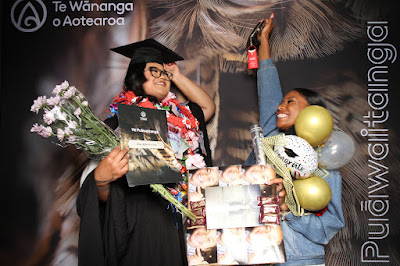 Booth photo from Ceremony 3 of the TWoA Tāmaki Makaurau 2025 Graduations (March 2025) held at the Mangere Arts Centre in Auckland, New Zealand on Wednesday, 12 March, 2025. Photo: InstaBooth by KeyImagery Photography. Copyright: © 2025 Te Wānanga o Aotearoa.