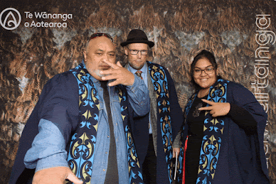 Booth photo from the TWoA Waiariki 2023 Graduations (Whakatāne), held at the Baptist Church, Whakatāne, Bay of Plenty, New Zealand on Wednesday, 17 May, 2023. Photo: Mike Walen / KeyImagery Photography. Copyright: © Te Wānanga o Aotearoa.