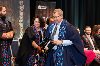 Photo from the TWoA Tāmaki Makaurau 2023 Graduations (Ceremony 5 @ 3pm), held at the Due Drop Events Centre, Manukau, Auckland, New Zealand on Thursday, 8 June, 2023. Photo: Mike Walen / KeyImagery Photography. Copyright: © Te Wānanga o Aotearoa.