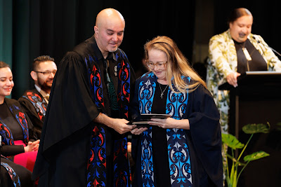 Photo from the TWoA Tāmaki Makaurau 2023 Graduations (Ceremony 5 @ 3pm), held at the Due Drop Events Centre, Manukau, Auckland, New Zealand on Thursday, 8 June, 2023. Photo: Mike Walen / KeyImagery Photography. Copyright: © Te Wānanga o Aotearoa.