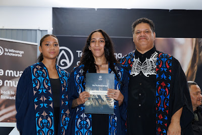 Photo from the TWoA Te Tai Tokerau (Kaitaia) 2025 Graduation held at Te Kura Kaupapa Maori o Pukemiro in Kaitaia, Northland, New Zealand on Monday, 14 April, 2025. Photo by Mike Walen / KeyImagery Photography. Copyright: © 2025 Te Wānanga o Aotearoa.