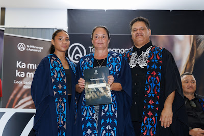Photo from the TWoA Te Tai Tokerau (Kaitaia) 2025 Graduation held at Te Kura Kaupapa Maori o Pukemiro in Kaitaia, Northland, New Zealand on Monday, 14 April, 2025. Photo by Mike Walen / KeyImagery Photography. Copyright: © 2025 Te Wānanga o Aotearoa.