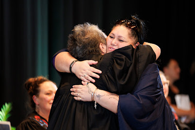 Photo from the TWoA Tāmaki Makaurau 2023 Graduations (Ceremony 5 @ 3pm), held at the Due Drop Events Centre, Manukau, Auckland, New Zealand on Thursday, 8 June, 2023. Photo: Mike Walen / KeyImagery Photography. Copyright: © Te Wānanga o Aotearoa.
