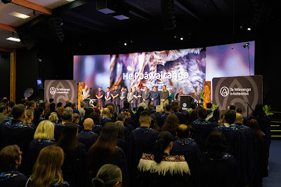 Photo from Ceremony 7 of the TWoA Tāmaki Makaurau 2025 Graduations (May 2025) held at the Mangere Arts Centre in Auckland, New Zealand on Wednesday, 28 May, 2025. Photo by Mike Walen / KeyImagery Photography. Copyright: © 2025 Te Wānanga o Aotearoa.