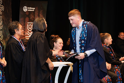 Photo from the TWoA Tāmaki Makaurau 2023 Graduations (Ceremony 5 @ 3pm), held at the Due Drop Events Centre, Manukau, Auckland, New Zealand on Thursday, 8 June, 2023. Photo: Mike Walen / KeyImagery Photography. Copyright: © Te Wānanga o Aotearoa.
